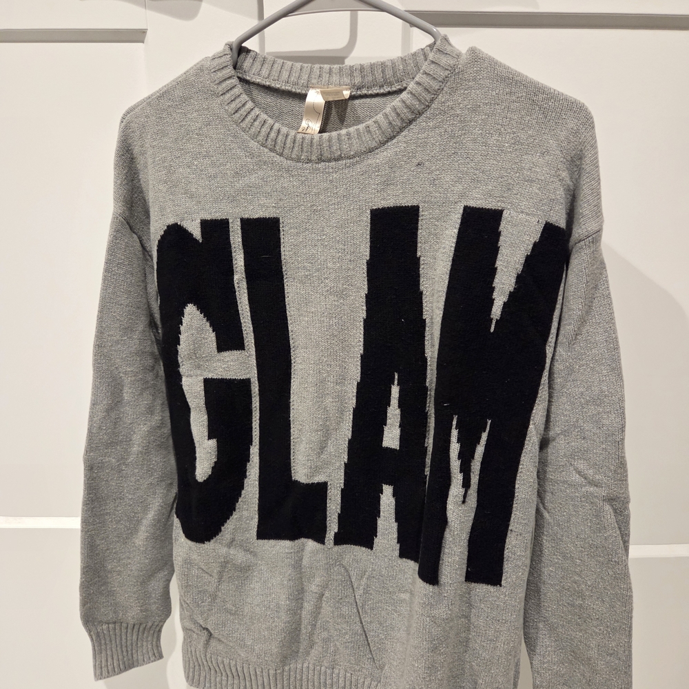 Glam Rock Gray and Black Sweater Size Medium